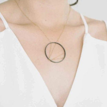 Arc Necklace in Oxidized Silver and Gold