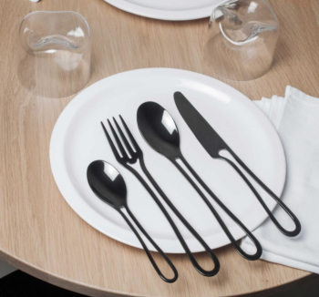  Outline cutlery black glossy 24 pieces dining set