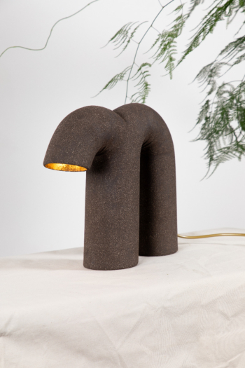 Melo M | Sculptural ceramic lamp | Black Vulcan Stoneware Clay