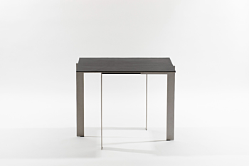 barh joined R50.4 - rectangular stainless steel side table with black leather top