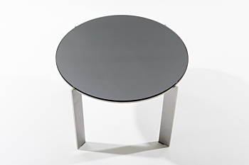 barh joined RO34.4 - round stainless steel side table with grey mirror top