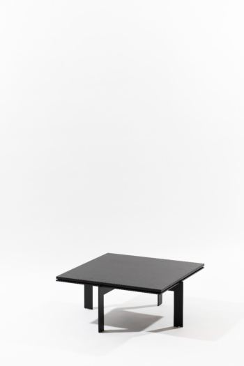 barh joined S24.4 - square black powdercoated steel side table with black stained ash wood top
