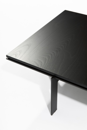 barh joined S24.4 - square black powdercoated steel side table with black stained ash wood top