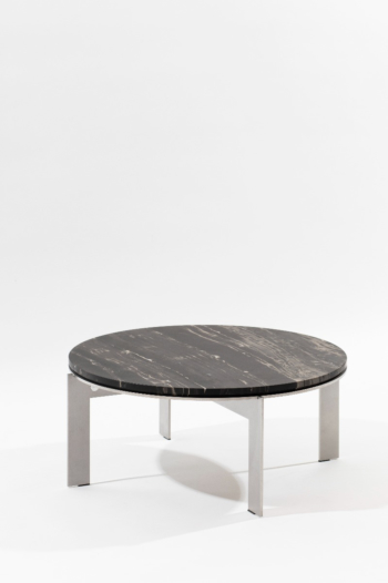 barh joined RO24.4 - round stainless steel side table with Port Black marble top