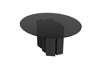barh beam table - Contemporary Round Dining Table in Black Stained Glass & Black Stained Ash Wood