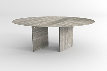 barh ellipse 02 - Contemporary oval ellipse dining table in travertine