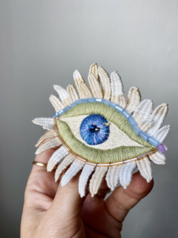 Handmade Embroidered Brooch – Eye Flower