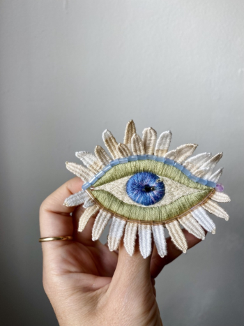 Handmade Embroidered Brooch – Eye Flower