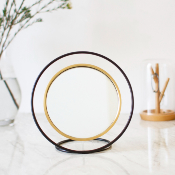 Hollow Small Table Mirror - Brass