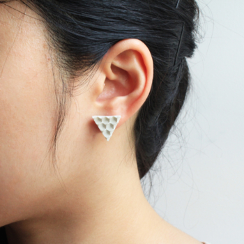 Honeycone Porcelain Triangle Earrings