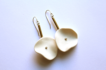 Porcelain Petal Drop Earrings (White)