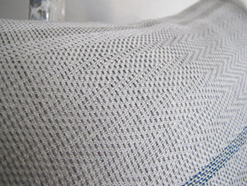 WAVY LINEN LINES - handwoven pillow in indigo and white