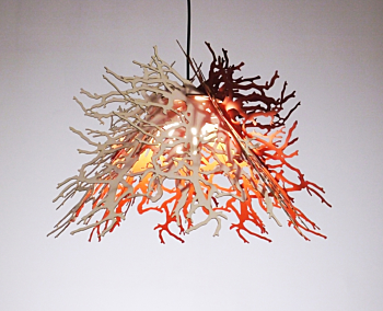 Abstraction pendant light (winter branches/red and white)