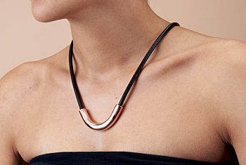 60° Copper Necklace with Gray Cord