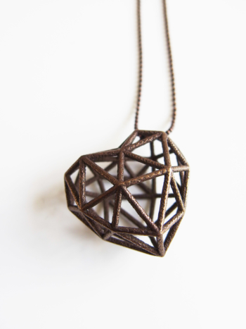 3D Printed Heart Necklace - Bronze Steel