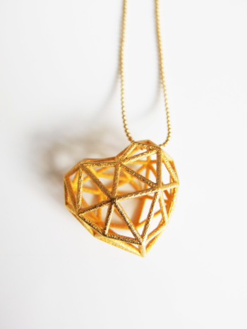 3D Printed Heart Necklace - Gold Steel