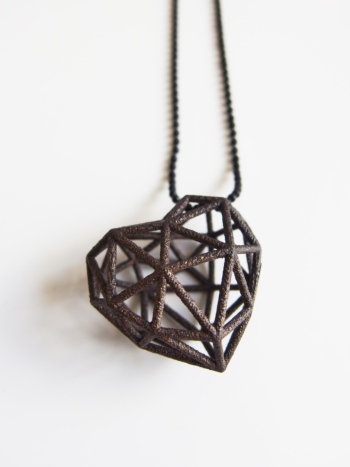 3D Printed Heart Necklace - Black Stainless Steel