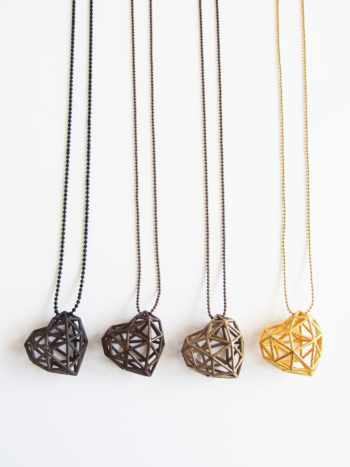3D Printed Heart Necklace - Stainless Steel