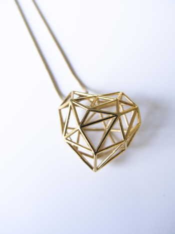 Gold 3D Printed Heart Necklace