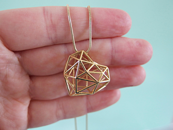 Gold 3D Printed Heart Necklace