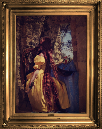 'Rapunzel' - Ornate framed canvas print - Large 