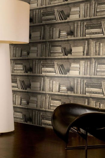 Sample - Bookshelf wallpaper - Sepia Bookshelf Wallpaper