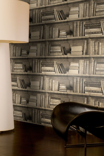 Bookshelf wallpaper - Sepia bookshelf wallpaper by Young & Battaglia