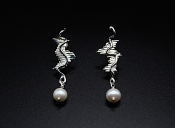 Medeea earrings- unique pearl drop earrings, recycled silver earrings