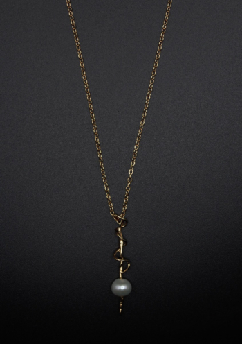 Aria necklace- minimalist gold and pearl pendant necklace, delicate twisted pendant on chain