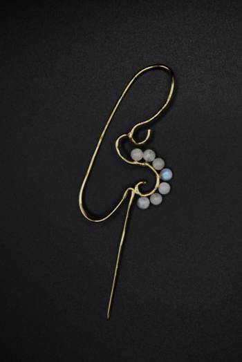 Oralie ear cuff- unique gold ear cuff with moonstones, statement single earring