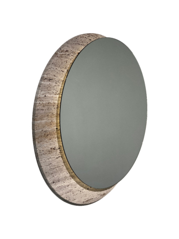 barh mirror 02 - Contemporary Round Mirror in Travertine Titanium with LED-lighting
