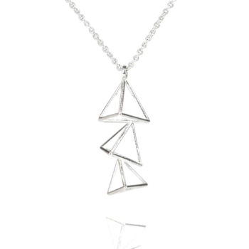 Small Vertical Triple Triangle Necklace
