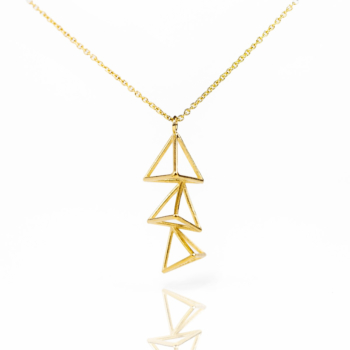 Small Vertical Triple Triangle Necklace