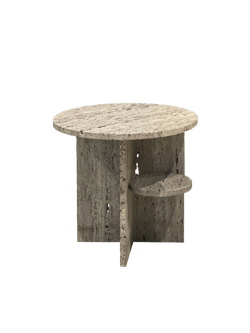 barh estée 01 - Contemporary refined round side table in travertine