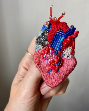 Handmade Embroidered Brooch – Heart