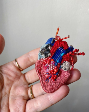 Handmade Embroidered Brooch – Heart