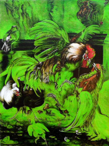 Untitled (Fighting Roosters)
