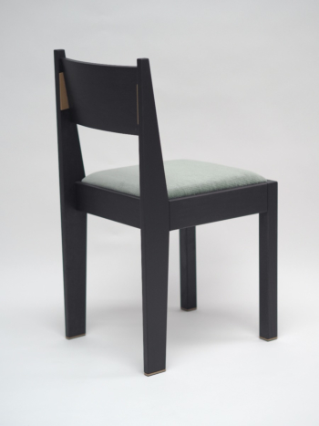 barh chair 01 - Contemporary Art Deco chair, black ash wood, green upholstery & brass details