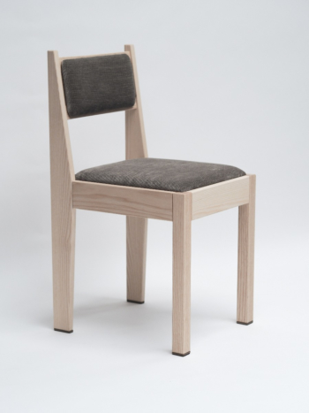 barh chair 01 - Contemporary Art Deco chair, natural ash wood, brown upholstery & bronze details