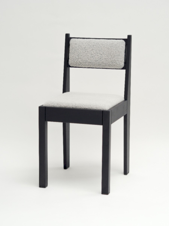 barh chair 01 - Contemporary Art Deco Chair, Black Ash Wood, White Upholstery & Bronze Details