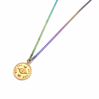 'EYE SEE YOU' COIN RAINBOW NECKLACE