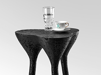 Black tripod side table by Donatas Žukauskas