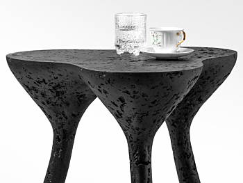 Black sculptural coffee table, accent furniture by Donatas Žukauskas